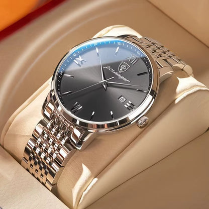 Top Brand Watch Men Stainless Steel Business Date Clock Waterproof Luminous Watches Mens Luxury Sport Quartz Wristwatch