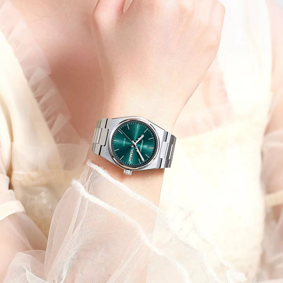 Luxury Watch for Woman Ladies Elegant Quartz Watch Waterproof Luminous Date Week Stainless Steel Women'S Watches Clock