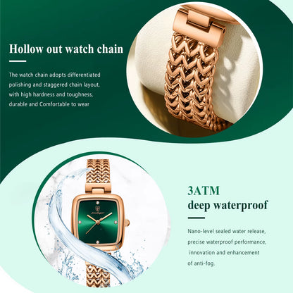 Luxury Square Watch for Woman Waterproof Stainless Steel Ladies Quartz Watch Dress Elegant Women Watches Fashion Reloj