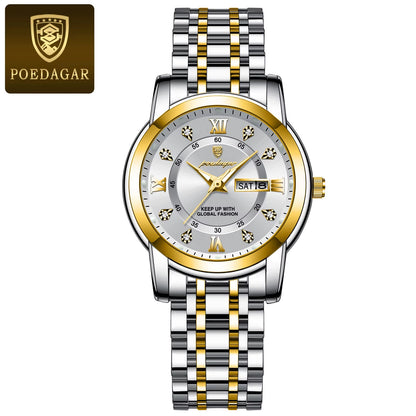 Women Wristwatch Luxury Quartz Ladies Watch Waterproof Stainless Steel Luminous Date Week Women'S Watches Dress Clock