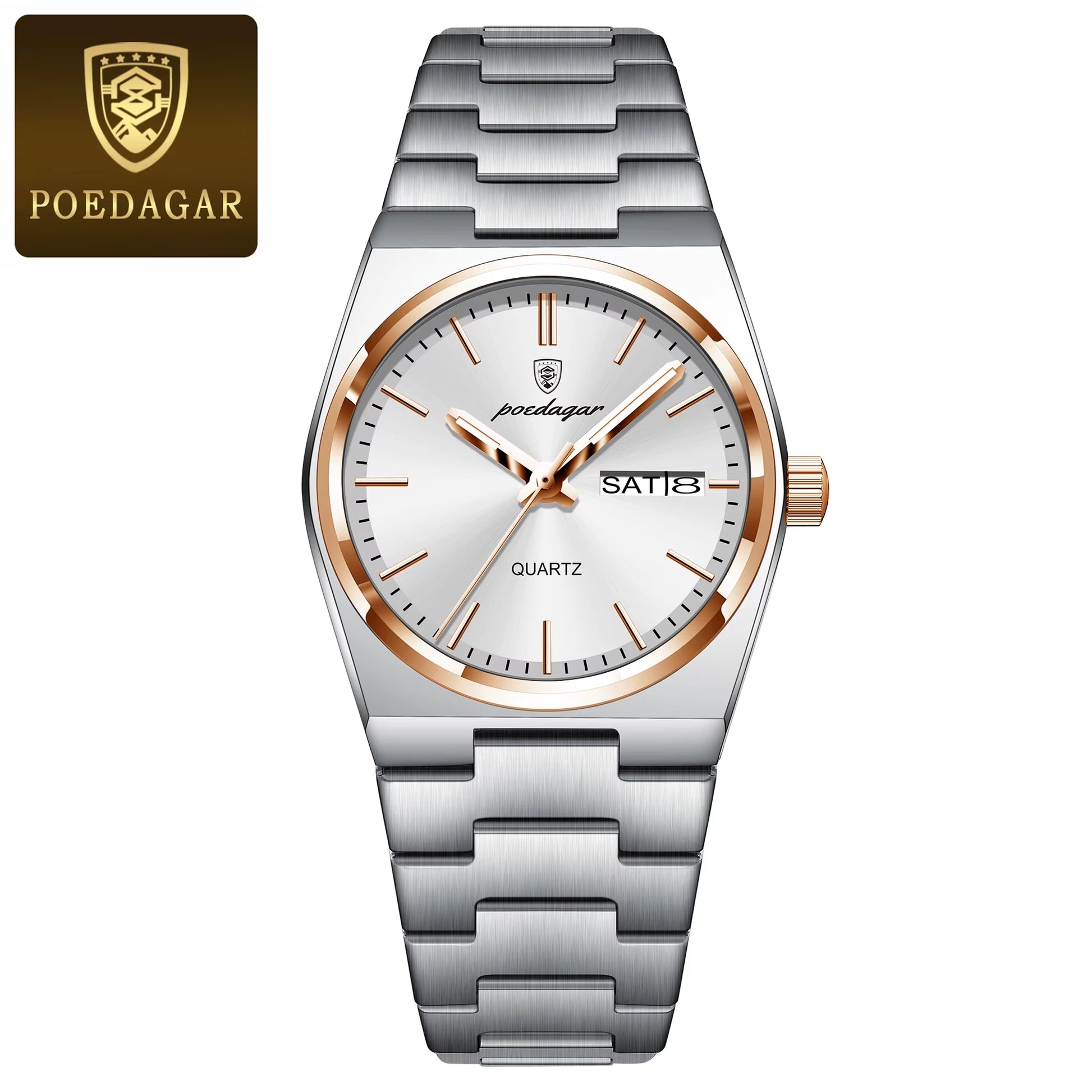 Luxury Watch for Woman Ladies Elegant Quartz Watch Waterproof Luminous Date Week Stainless Steel Women'S Watches Clock
