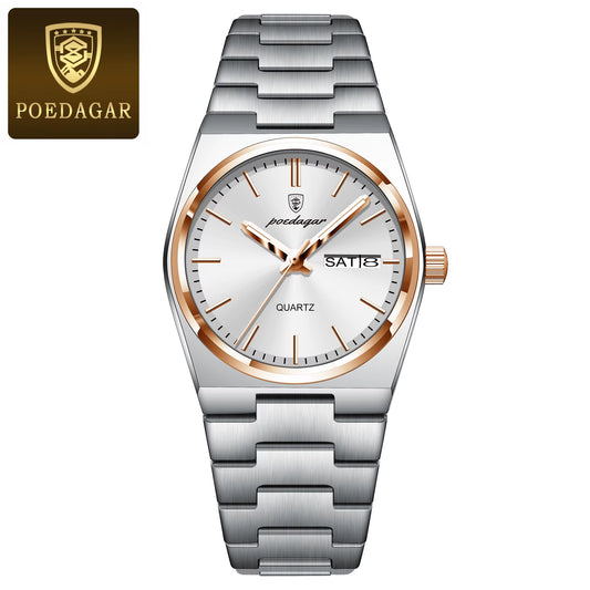 Luxury Watch for Woman Ladies Elegant Quartz Watch Waterproof Luminous Date Week Stainless Steel Women'S Watches Clock