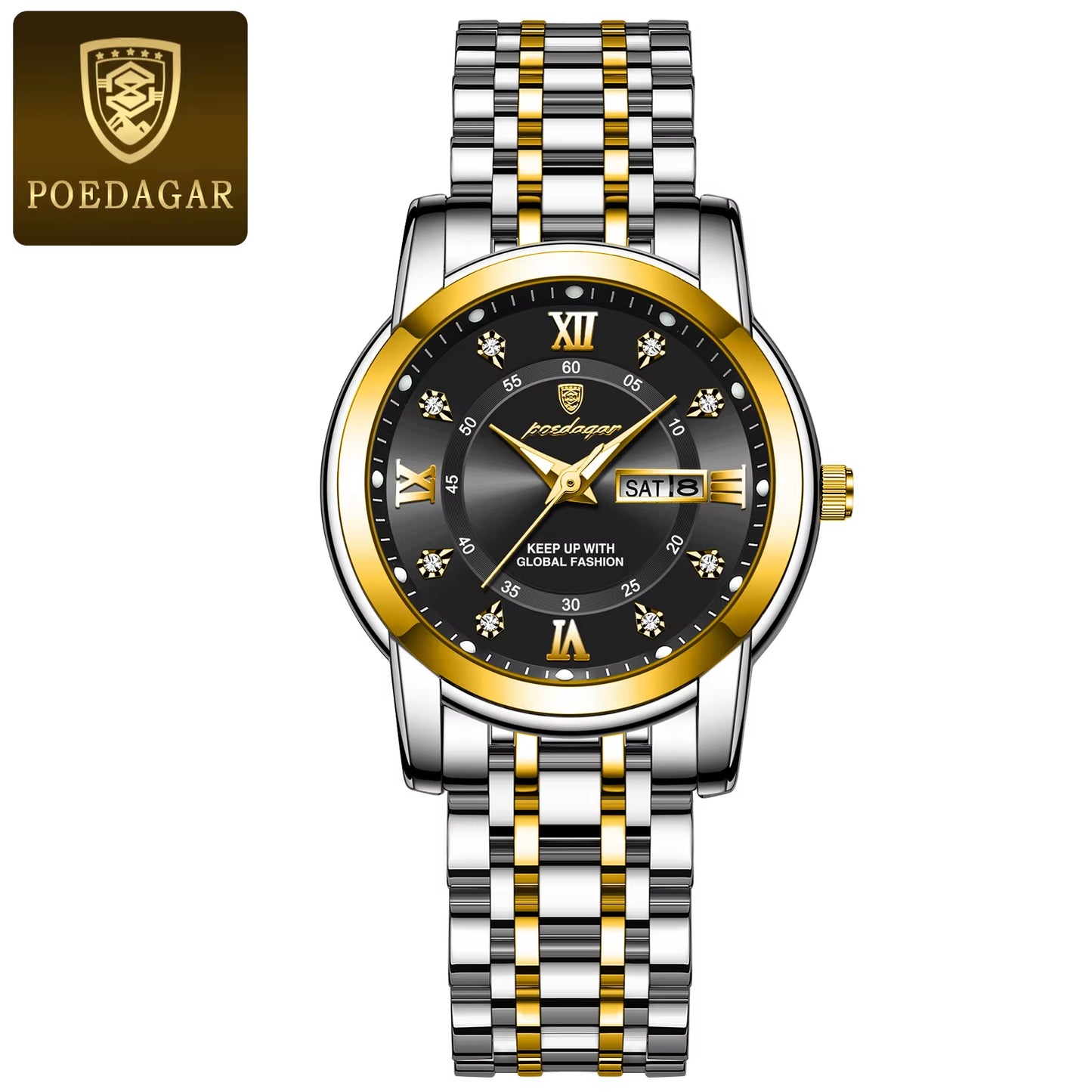 Women Wristwatch Luxury Quartz Ladies Watch Waterproof Stainless Steel Luminous Date Week Women'S Watches Dress Clock