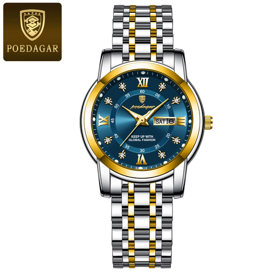 Women Wristwatch Luxury Quartz Ladies Watch Waterproof Stainless Steel Luminous Date Week Women'S Watches Dress Clock