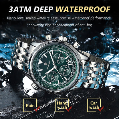 Luxury Military Watch for Men Waterproof Luminous Date Chronograph Man Watch Sport Quartz Stainless Steel Men'S Watches