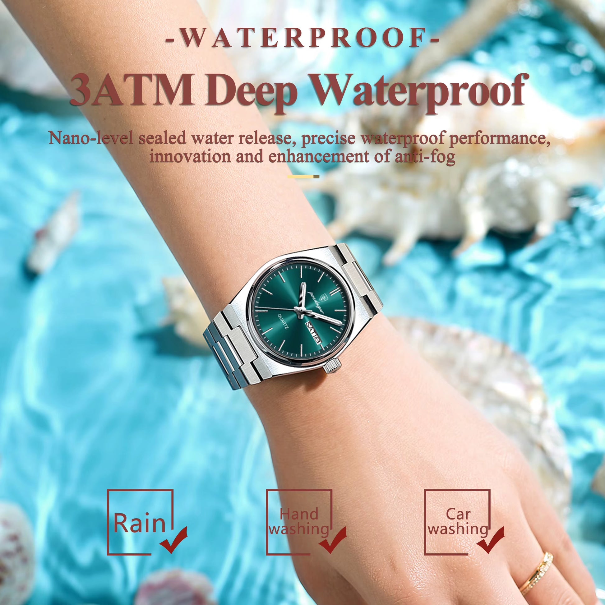 Luxury Watch for Woman Ladies Elegant Quartz Watch Waterproof Luminous Date Week Stainless Steel Women'S Watches Clock