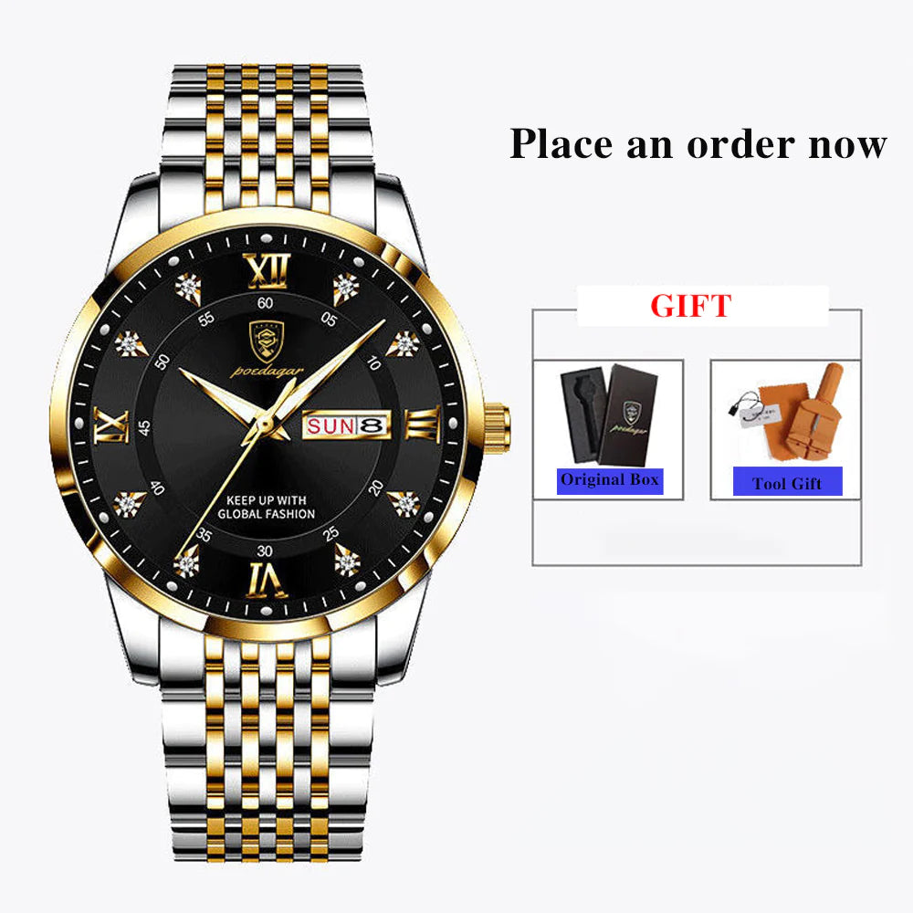 POEDAGAR Men Watch Stainless Steel