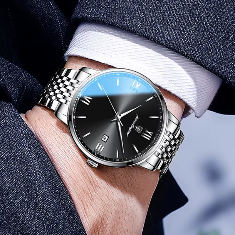 Top Brand Watch Men Stainless Steel Business Date Clock Waterproof Luminous Watches Mens Luxury Sport Quartz Wristwatch