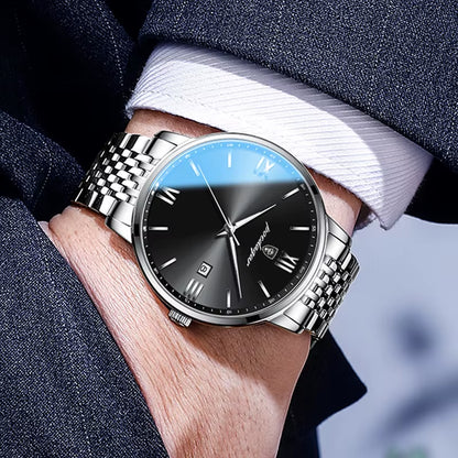 Top Brand Watch Men Stainless Steel Business Date Clock Waterproof Luminous Watches Mens Luxury Sport Quartz Wristwatch