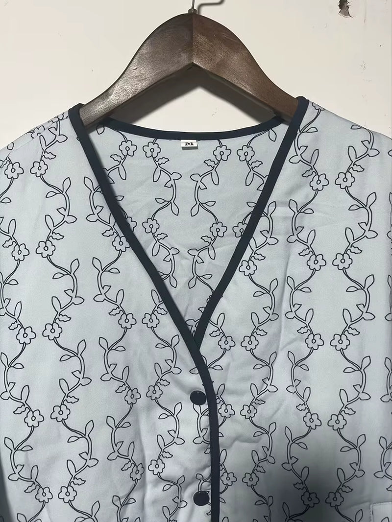New Women'S Clothing European and American Style Fashion Simple All-Match Casual Printed Long Sleeve Cotton Jacket