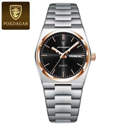 Luxury Watch for Woman Ladies Elegant Quartz Watch Waterproof Luminous Date Week Stainless Steel Women'S Watches Clock