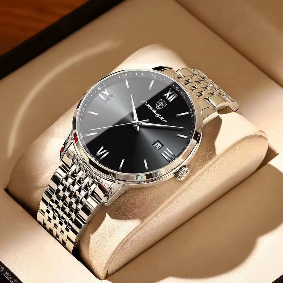 Top Brand Watch Men Stainless Steel Business Date Clock Waterproof Luminous Watches Mens Luxury Sport Quartz Wristwatch