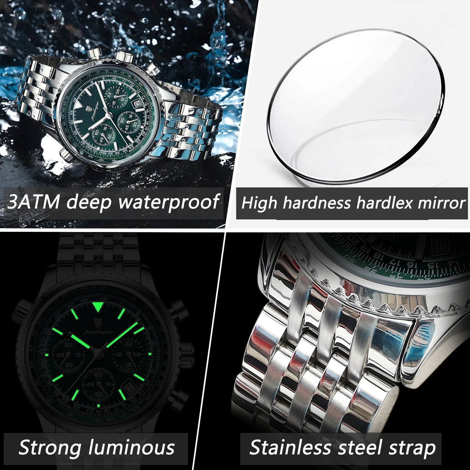 Luxury Military Watch for Men Waterproof Luminous Date Chronograph Man Watch Sport Quartz Stainless Steel Men'S Watches