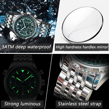 Luxury Military Watch for Men Waterproof Luminous Date Chronograph Man Watch Sport Quartz Stainless Steel Men'S Watches