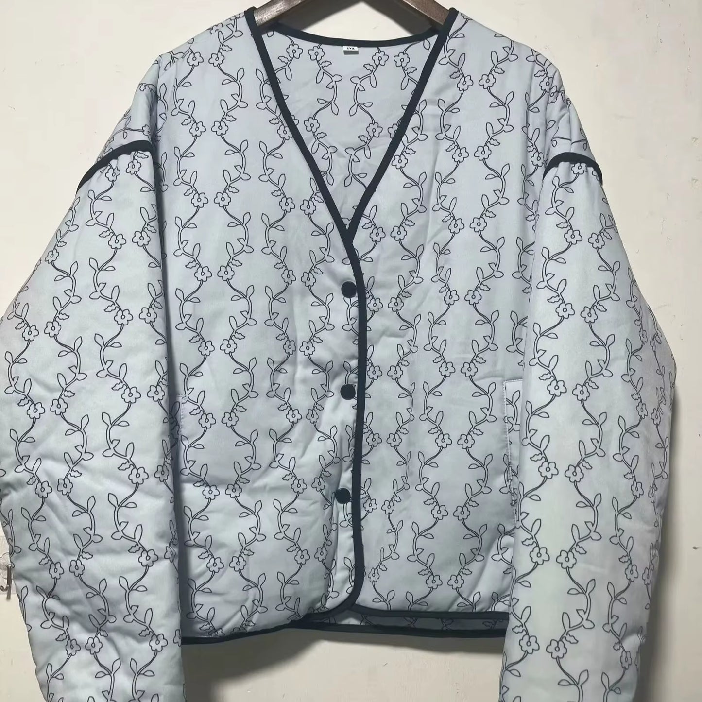 New Women'S Clothing European and American Style Fashion Simple All-Match Casual Printed Long Sleeve Cotton Jacket