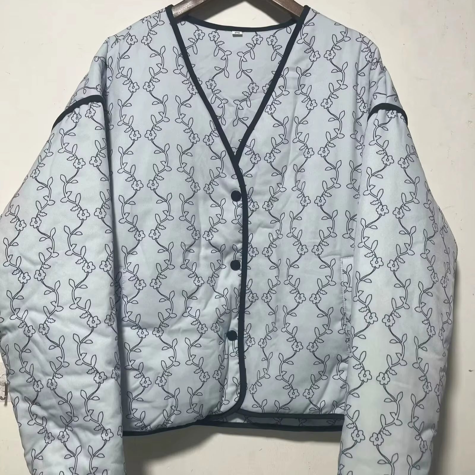 New Women'S Clothing European and American Style Fashion Simple All-Match Casual Printed Long Sleeve Cotton Jacket