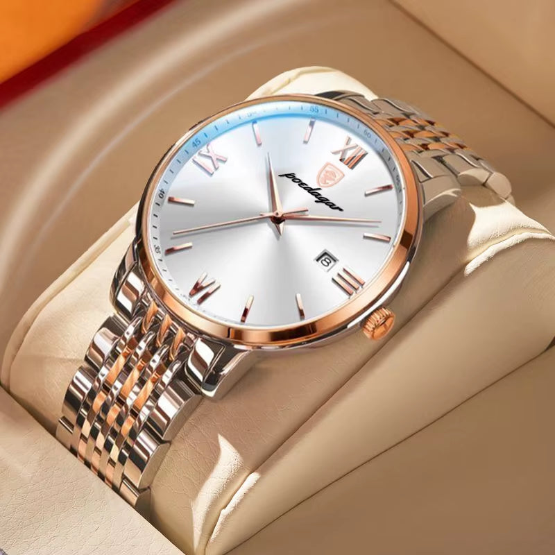 Top Brand Watch Men Stainless Steel Business Date Clock Waterproof Luminous Watches Mens Luxury Sport Quartz Wristwatch