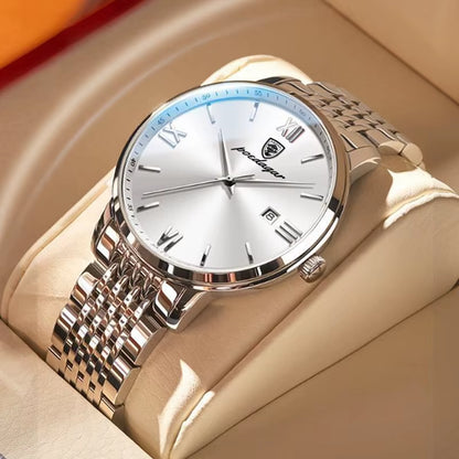 Top Brand Watch Men Stainless Steel Business Date Clock Waterproof Luminous Watches Mens Luxury Sport Quartz Wristwatch