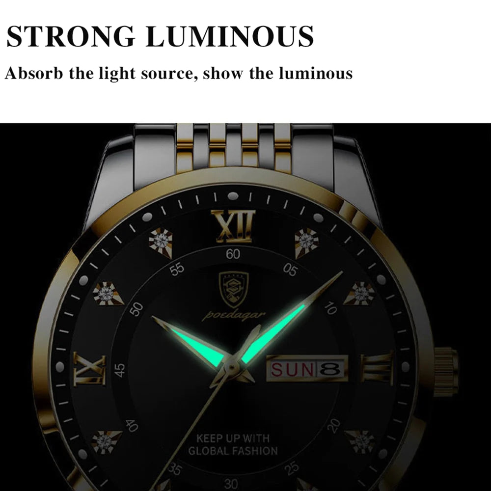 POEDAGAR Men Watch Stainless Steel