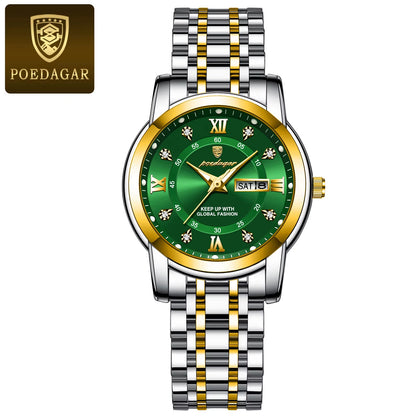 Women Wristwatch Luxury Quartz Ladies Watch Waterproof Stainless Steel Luminous Date Week Women'S Watches Dress Clock