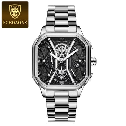 Fashion Men Wristwatches Luxury Chronograph Luminous Waterproof Date Man Watch Square Dial Leather Quartz Men'S Watches