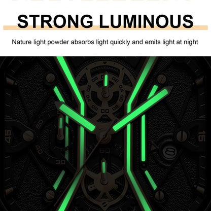 Fashion Men Wristwatches Luxury Chronograph Luminous Waterproof Date Man Watch Square Dial Leather Quartz Men'S Watches