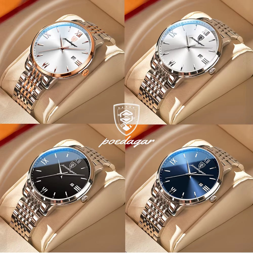 Top Brand Watch Men Stainless Steel Business Date Clock Waterproof Luminous Watches Mens Luxury Sport Quartz Wristwatch