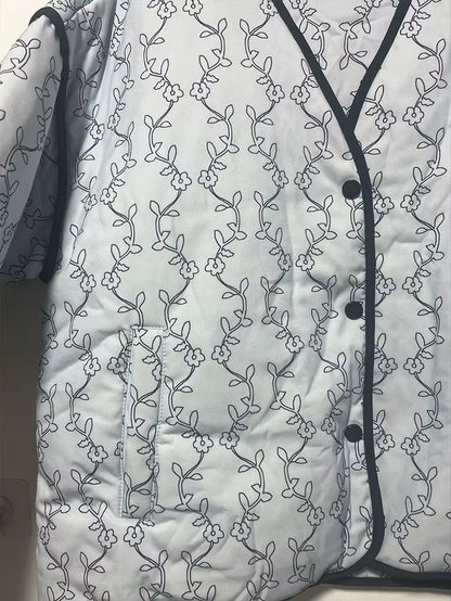 New Women'S Clothing European and American Style Fashion Simple All-Match Casual Printed Long Sleeve Cotton Jacket